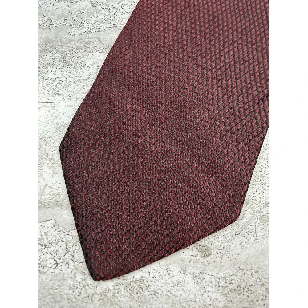 Ermenegildo Zegna Tie Mens OS Red 100% Silk Geometric Designer Necktie Italy